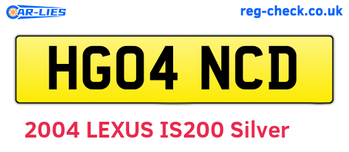 HG04NCD are the vehicle registration plates.