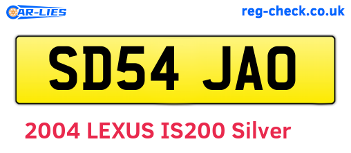 SD54JAO are the vehicle registration plates.