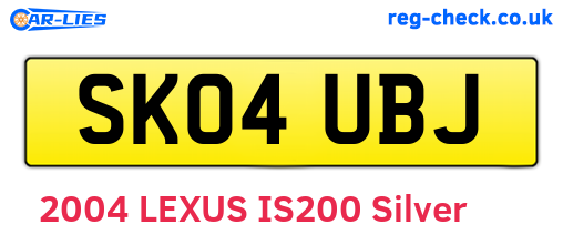 SK04UBJ are the vehicle registration plates.