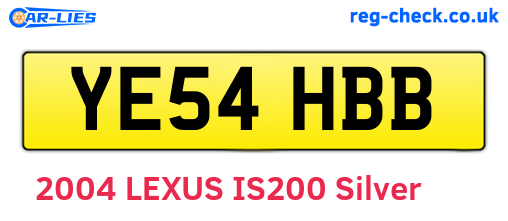 YE54HBB are the vehicle registration plates.