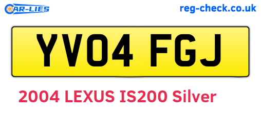 YV04FGJ are the vehicle registration plates.