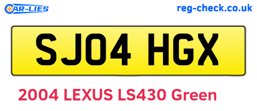 SJ04HGX are the vehicle registration plates.