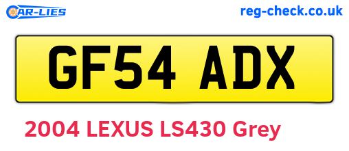 GF54ADX are the vehicle registration plates.