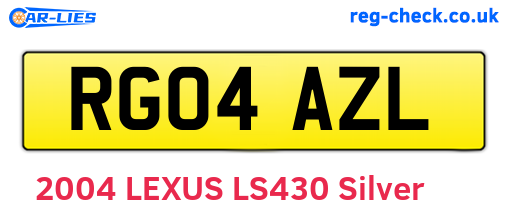 RG04AZL are the vehicle registration plates.