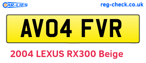 AV04FVR are the vehicle registration plates.