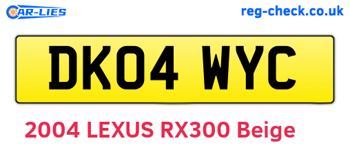 DK04WYC are the vehicle registration plates.