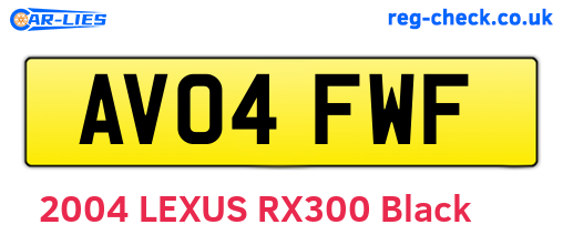AV04FWF are the vehicle registration plates.