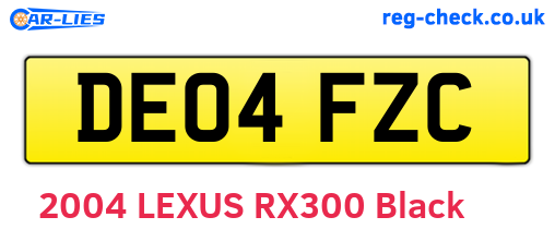 DE04FZC are the vehicle registration plates.