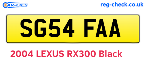 SG54FAA are the vehicle registration plates.