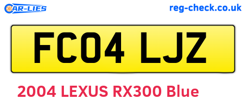 FC04LJZ are the vehicle registration plates.