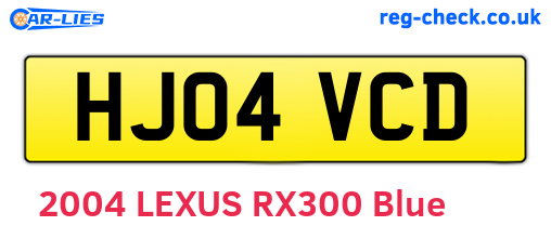 HJ04VCD are the vehicle registration plates.