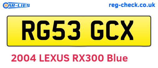 RG53GCX are the vehicle registration plates.