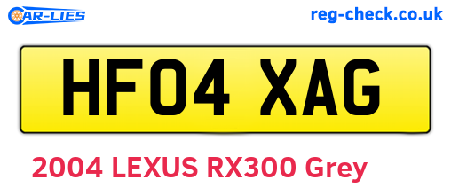 HF04XAG are the vehicle registration plates.