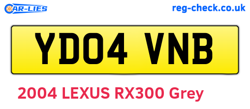 YD04VNB are the vehicle registration plates.