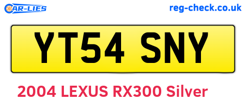 YT54SNY are the vehicle registration plates.