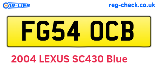 FG54OCB are the vehicle registration plates.