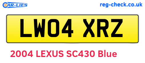 LW04XRZ are the vehicle registration plates.