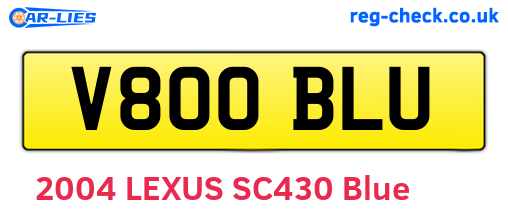 V800BLU are the vehicle registration plates.