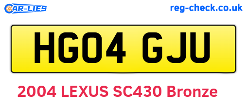 HG04GJU are the vehicle registration plates.