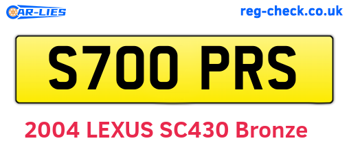 S700PRS are the vehicle registration plates.