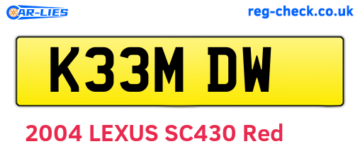 K33MDW are the vehicle registration plates.