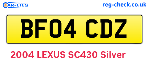 BF04CDZ are the vehicle registration plates.