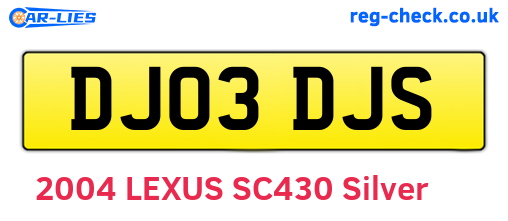 DJ03DJS are the vehicle registration plates.