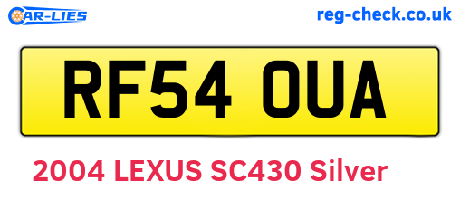 RF54OUA are the vehicle registration plates.