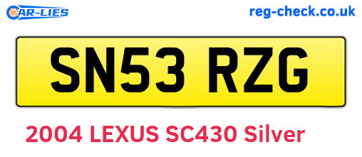 SN53RZG are the vehicle registration plates.