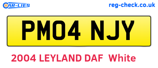 PM04NJY are the vehicle registration plates.