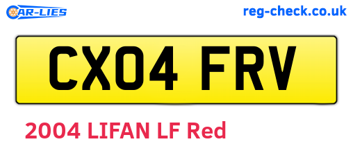 CX04FRV are the vehicle registration plates.