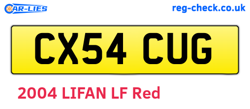 CX54CUG are the vehicle registration plates.