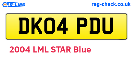 DK04PDU are the vehicle registration plates.