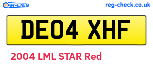DE04XHF are the vehicle registration plates.