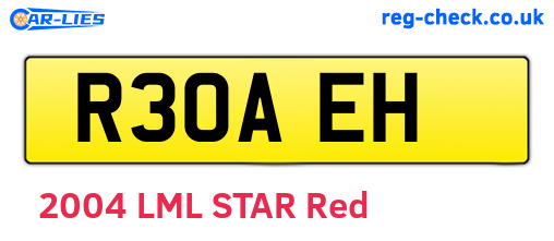 R30AEH are the vehicle registration plates.