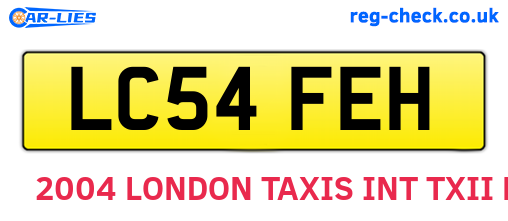 LC54FEH are the vehicle registration plates.