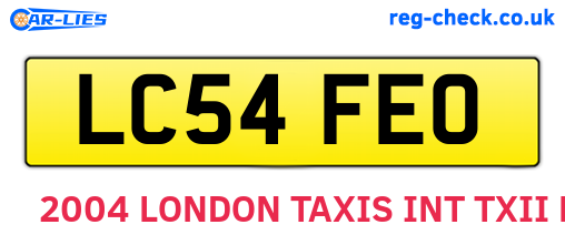 LC54FEO are the vehicle registration plates.