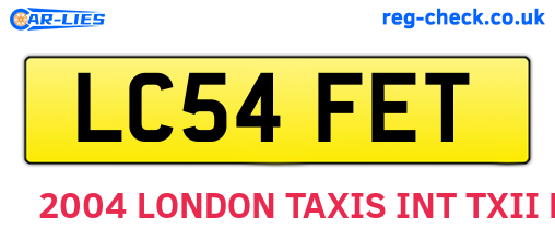 LC54FET are the vehicle registration plates.