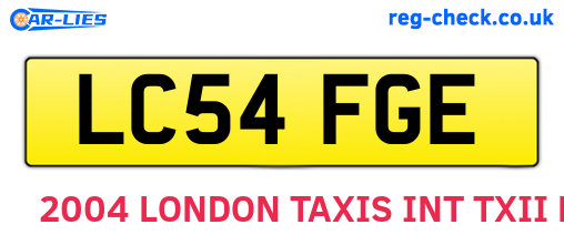 LC54FGE are the vehicle registration plates.