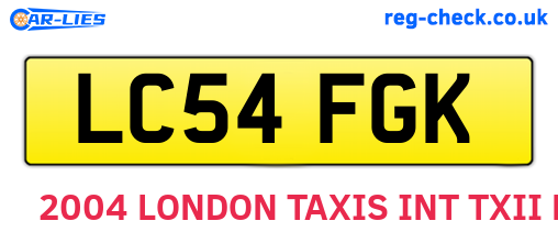 LC54FGK are the vehicle registration plates.