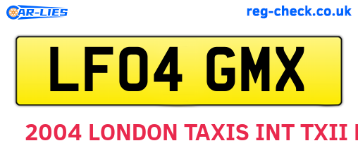 LF04GMX are the vehicle registration plates.