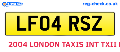 LF04RSZ are the vehicle registration plates.