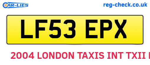 LF53EPX are the vehicle registration plates.