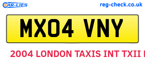 MX04VNY are the vehicle registration plates.