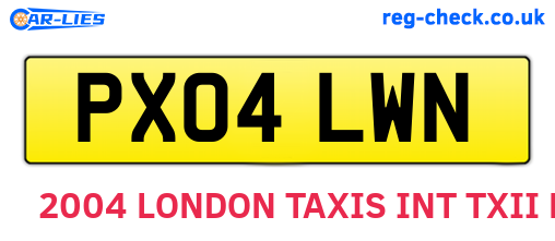 PX04LWN are the vehicle registration plates.