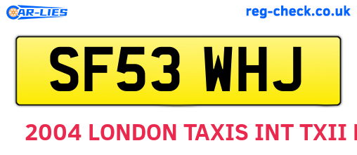 SF53WHJ are the vehicle registration plates.