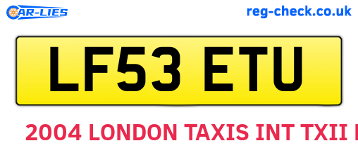 LF53ETU are the vehicle registration plates.