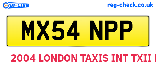 MX54NPP are the vehicle registration plates.