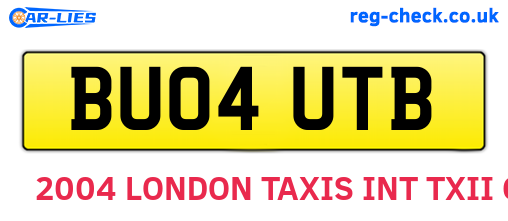 BU04UTB are the vehicle registration plates.
