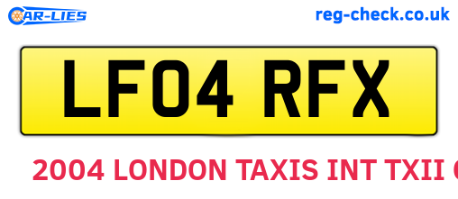 LF04RFX are the vehicle registration plates.